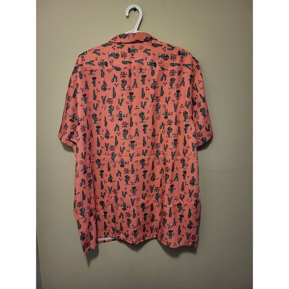 Mcedar Button Up Short Sleeve Shirt - Pink Cactus "Don't Be A P..." - Picture 2 of 6